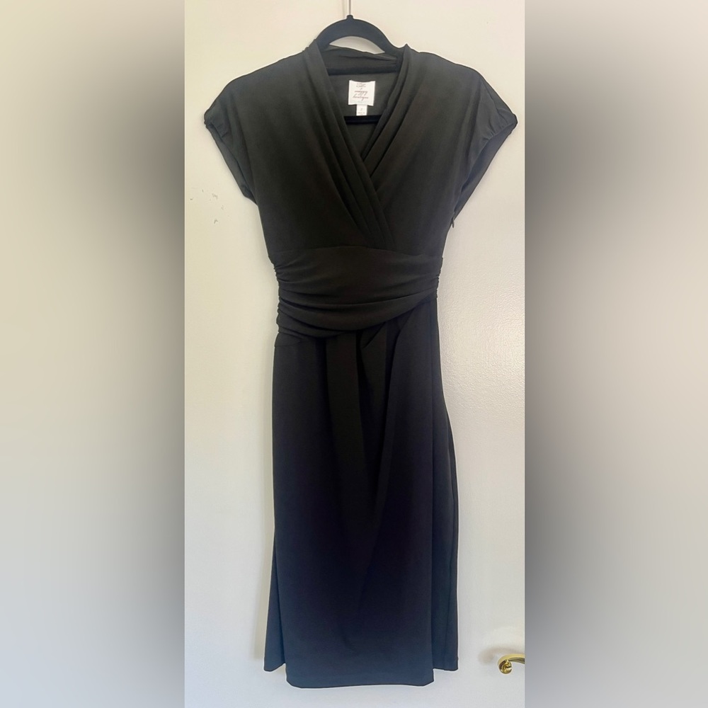 Black Faux-Wrap Dress by Suzi Chin for Maggy Boutique in Size 2